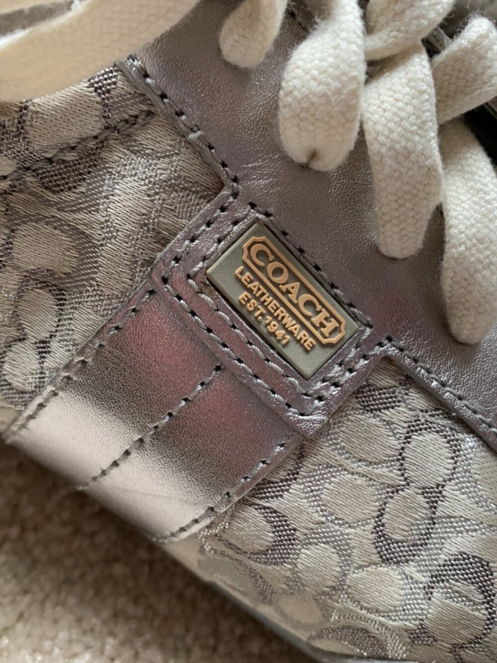Coach Joss Signature Sneakers Silver Tennis Shoes 7 - Picture 4 of 11